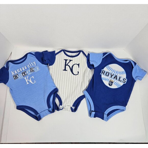 Kansas City Royals Baby Bodysuits Set of 3 MLB Genuine Merchandise sz 6-9 Month - Picture 9 of 9